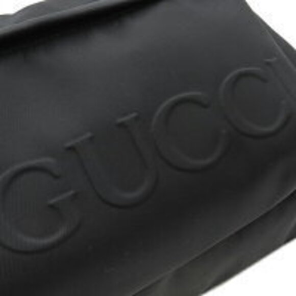 Gucci Logo Nylon Tote Bag Black Shoulder Travel - Picture 5 of 8